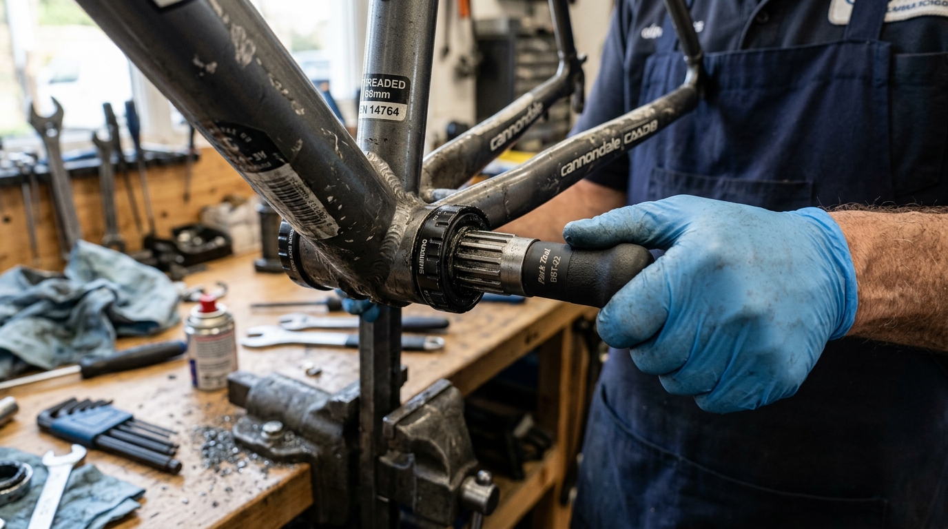 Removing the square taper bottom bracket from a bicycle frame